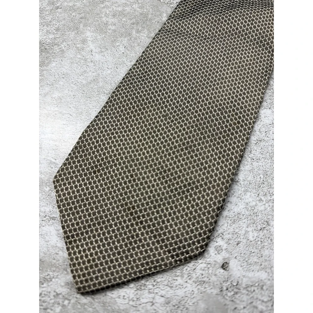 Banana Republic 100% Silk Pointed Necktie Mens One Size Brown Geometric Jacquard